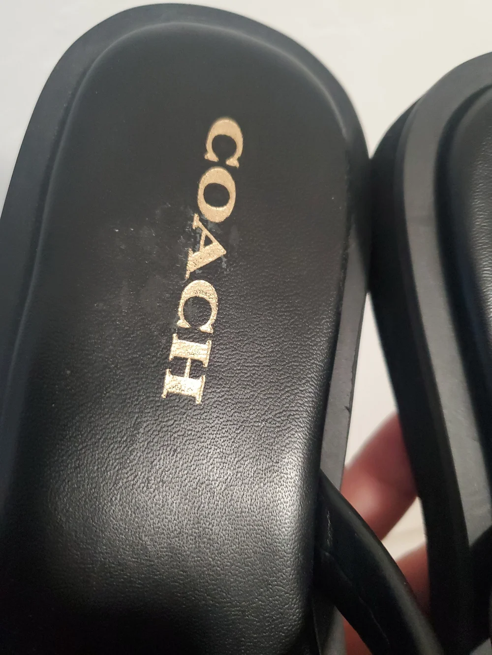 Coach Black Knotted Leather Slide Sandals